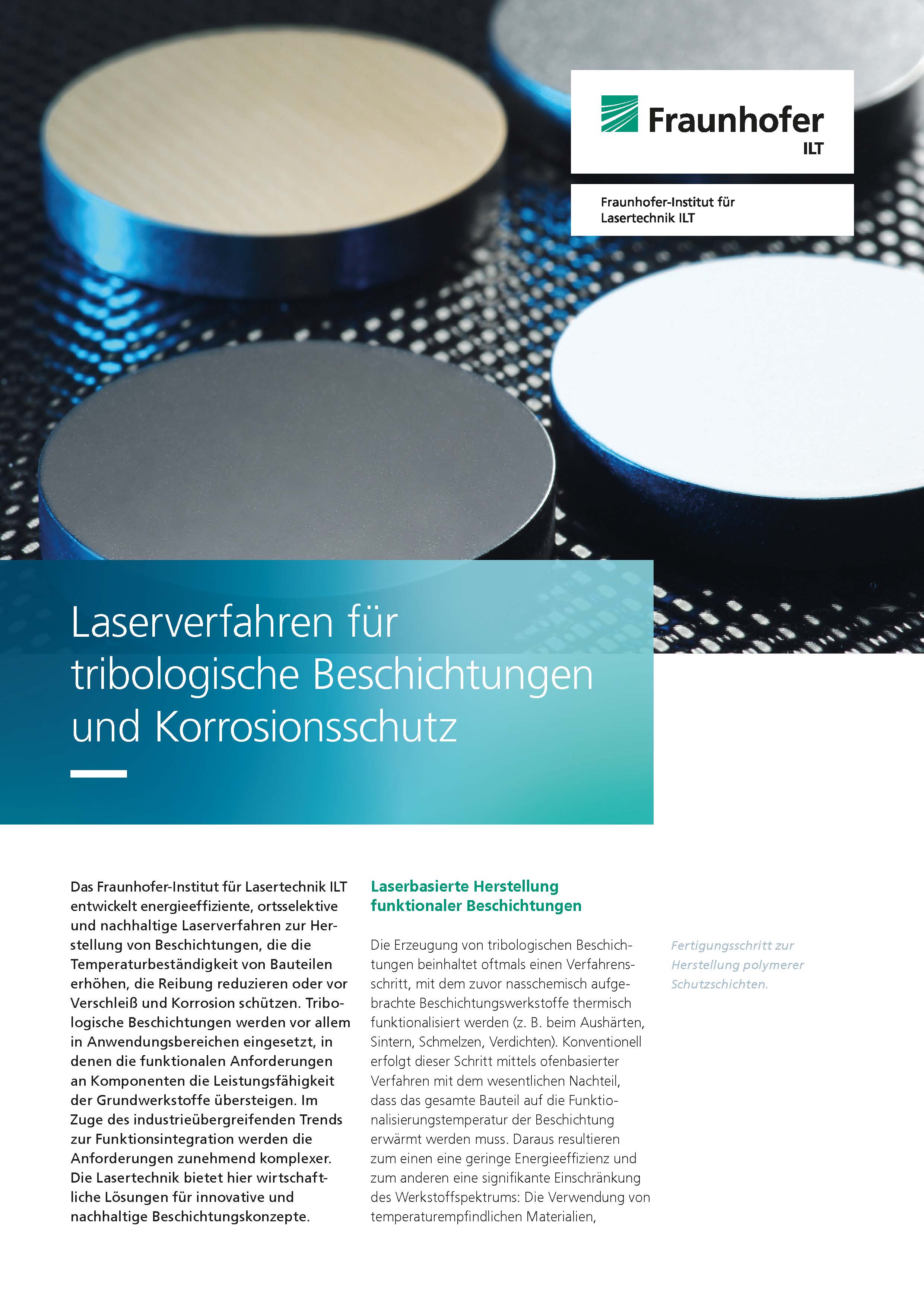 Themenbroschüre Laserverfahren für tribologische Beschichtungen und Korrosionsschutz