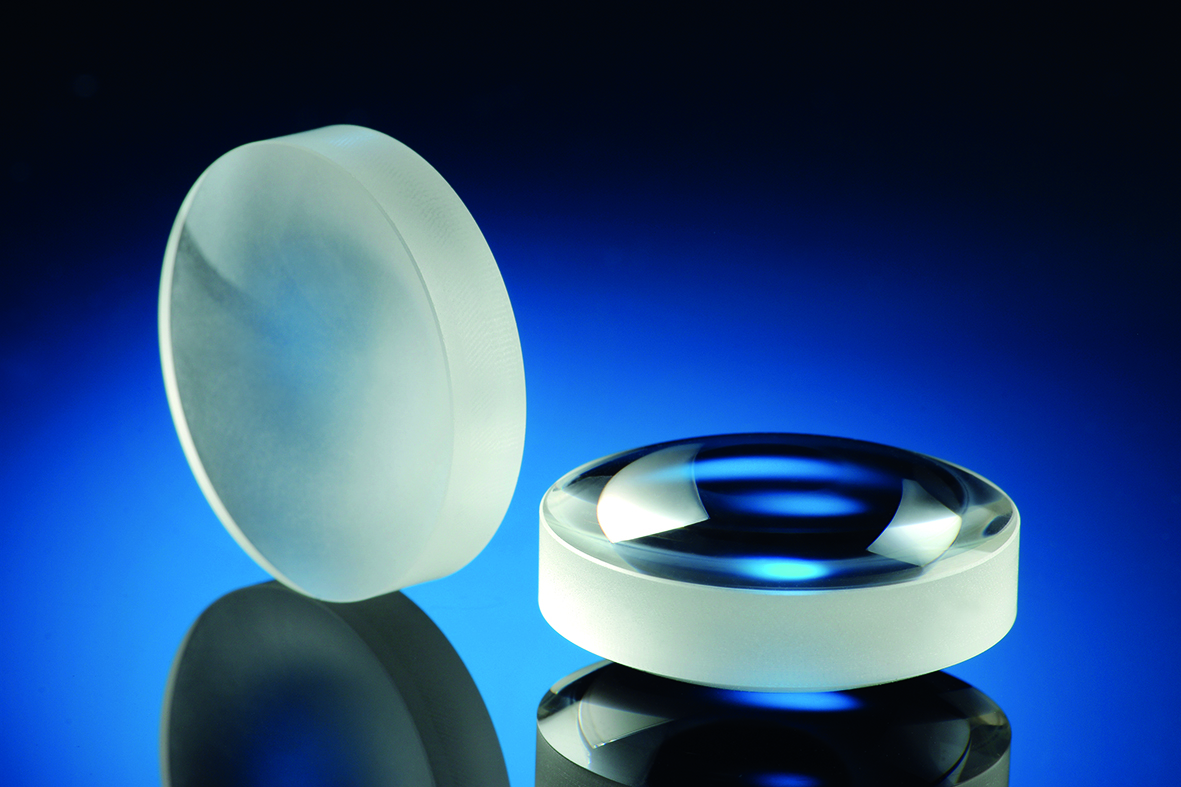 A fused silica optic before and after laser polishing.
